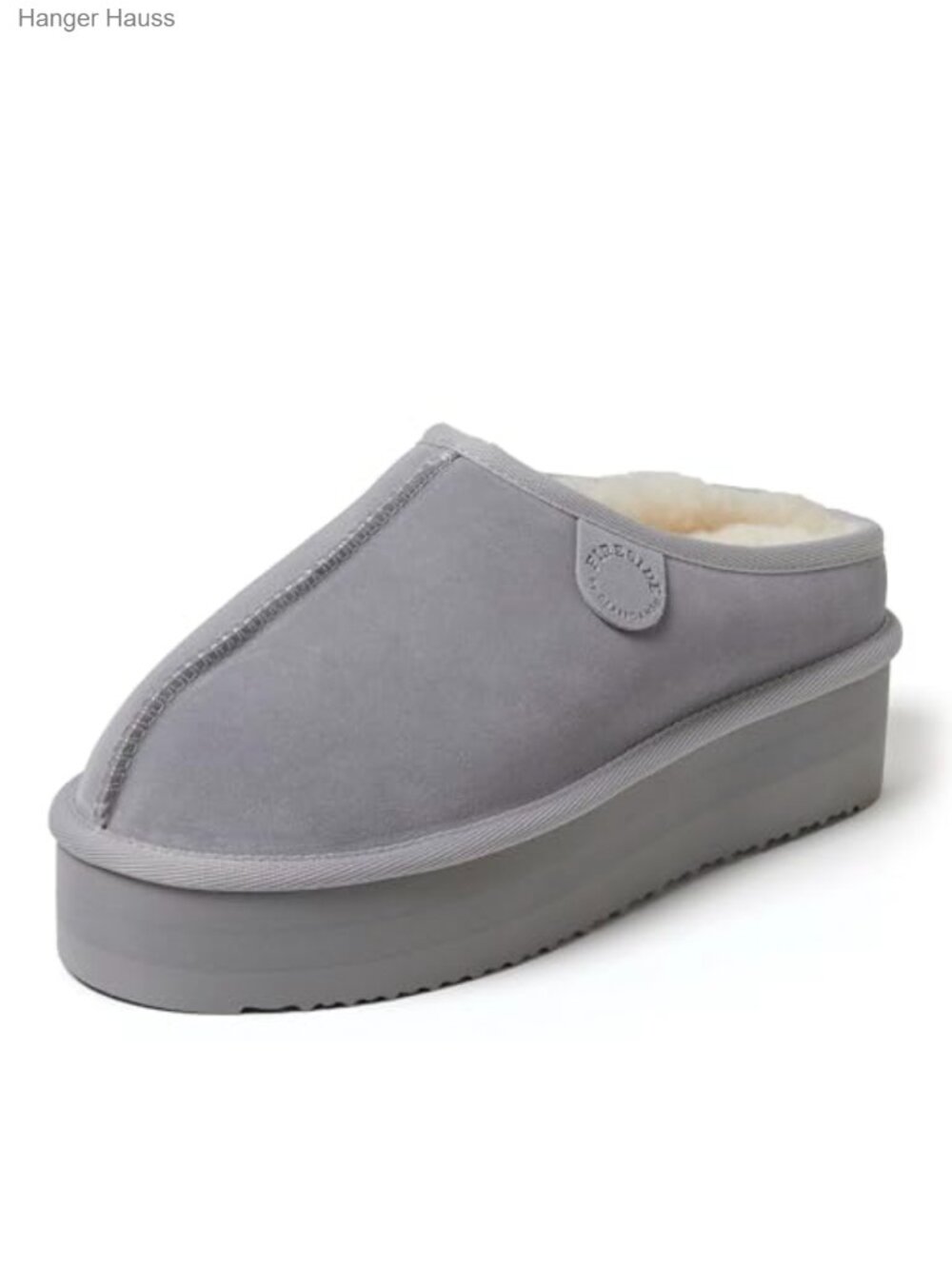 Shearling Suede Platform Clog Slippers Memory Foam Indoor Outdoor